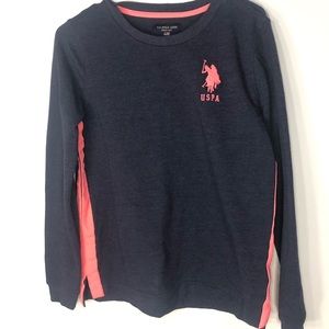 Polo Sweatshirt - Navy Blue and Pink